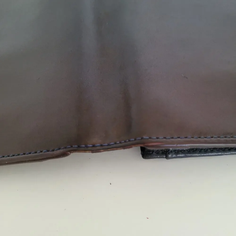 Paul Smith Designer Checkbook Card Bill Holder Wallet Brown Blue Bifold Leather